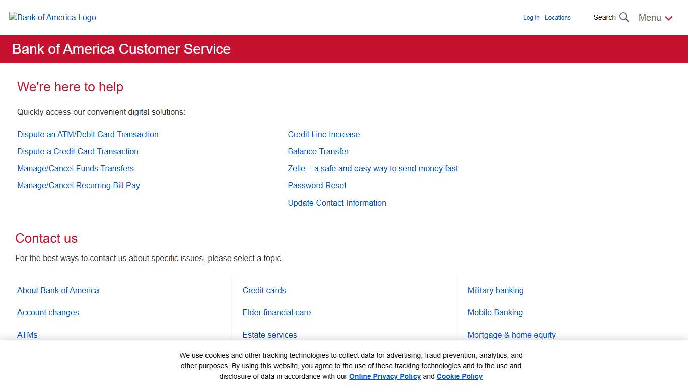 Bank of America Customer Service & Contact Numbers