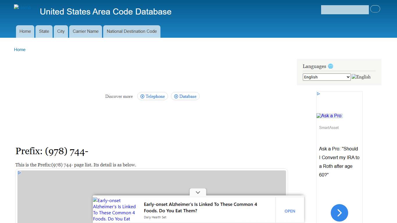 Prefix: (978) 744- | United States Area Code Database